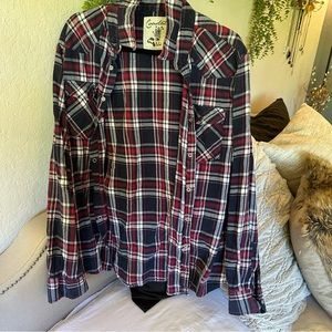 Vintage Oversized Flannel - Red and Blue